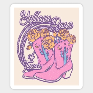 Yellow Rose of Texas | Cowboy Boots Roses Rope Cactus Stars Moon Magnet